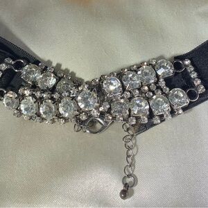 Elegant Black and Silver Crystal Choker Necklace